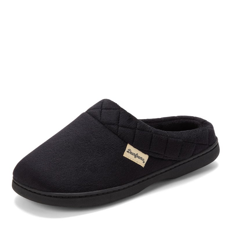 Dearfoams Women's Indoor/Outdoor Memory Foam Darcy Microfiber Velour Clog, Wide Widths Slipper, Black, X-Large